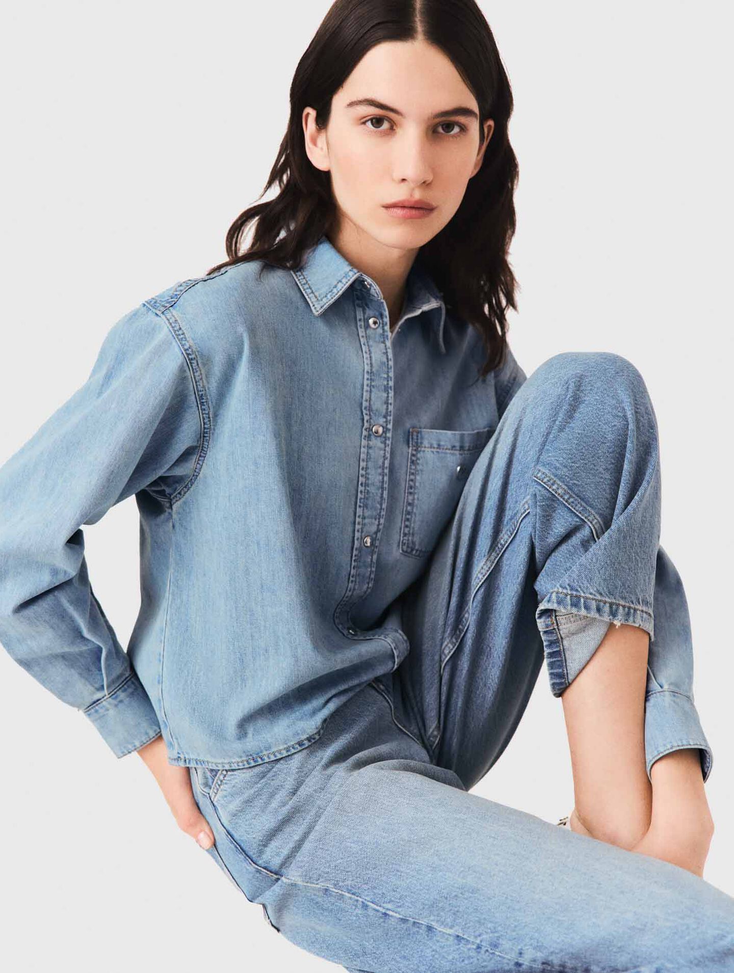 Denim shirt with logo